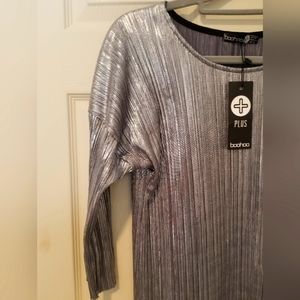 Boohoo DRESS SILVER SHIMMER SZ 16